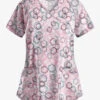 Easy STRETCH By Butter-Soft ™ Dotted Geo Cashmere Rose Women's 4-Pocket Raglan Print Scrub Top