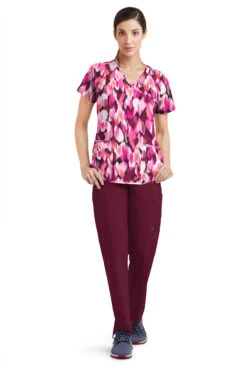 Easy Stretch By Butter-Soft Love Garden Onyx Women's 4-Pocket Raglan Printed Scrub Top -Cherokee Shop TS728LGBL 2