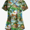 Easy Stretch By Butter-Soft Tropical Paradise Women's 4-Pocket Raglan Printed Scrub Top
