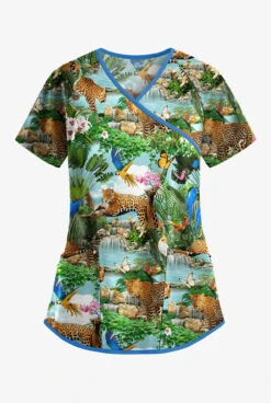 Easy Stretch By Butter-Soft Tropical Paradise Women's 4-Pocket Raglan Printed Scrub Top