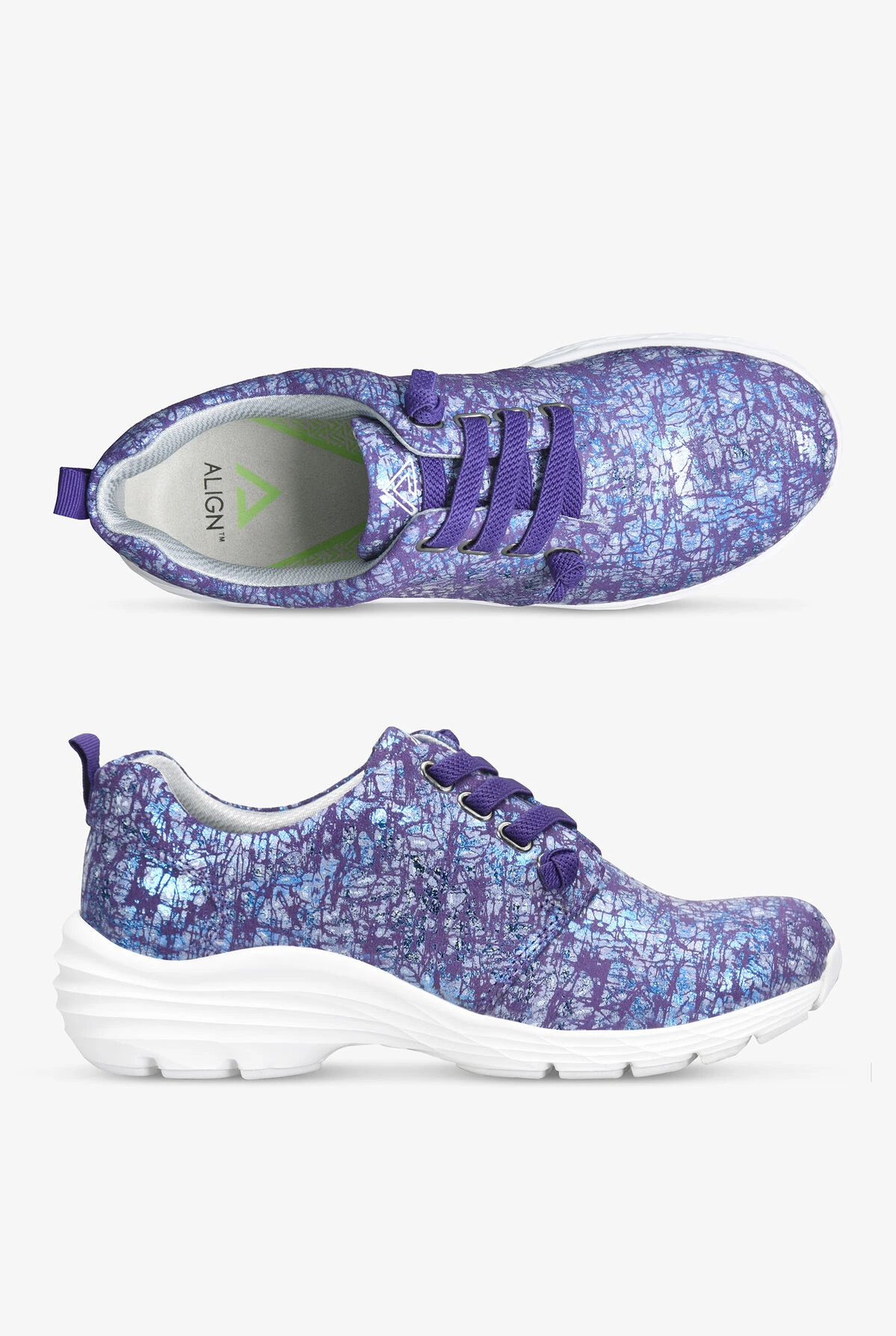 Align™ Women's Velocity Purple Metallic Crackle Lace Up Nursing Shoes 3 Align™ Women's Velocity Purple Metallic Crackle Lace Up Nursing Shoes