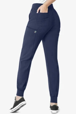 WonderWink Aero Women's 7-Pocket STRETCH Yoga Waistband Cargo Jogger Scrub Pants - Petite 5 WonderWink Aero Women's 7-Pocket STRETCH Yoga Waistband Cargo Jogger Scrub Pants - Petite -Cherokee Shop W5329 NAVY 4 HV