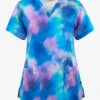 WonderWink Twilight Tie Dye Women's 3-Pocket STRETCH V-Neck Print Scrub Top -Cherokee Shop W6657TWLT 1