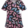 White Cross Sarasota Sandals Women's 3-Pocket V-Neck Print Scrub Top -Cherokee Shop WC618SRS 1
