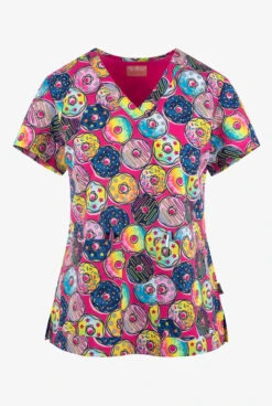 UA Exclusive Zavate Ava Therese A-Dough-Rable Donuts Women's 2-Pocket STRETCH V-Neck Print Top