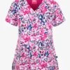 UA Exclusive Zavate Bella Bold Botanicals Floral Women's 2-Pocket STRETCH V-Neck Print Scrub Top -Cherokee Shop Z1054BDBT 100323 1