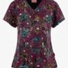 UA Exclusive Zavate Ava Therese Fab In Floral Women's 2-Pocket STRETCH V-Neck Print Scrub Top