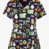 UA Exclusive Zavate Ava Therese Feeling Fa-boo-lous Women's 2-Pocket STRETCH V-Neck Print Scrub Top -Cherokee Shop Z1054FLBO 100323 1