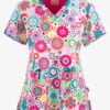 UA Exclusive Zavate Ava Therese Flower Power Women's 2-Pocket STRETCH V-Neck Print Scrub Top -Cherokee Shop Z1054FLP 1