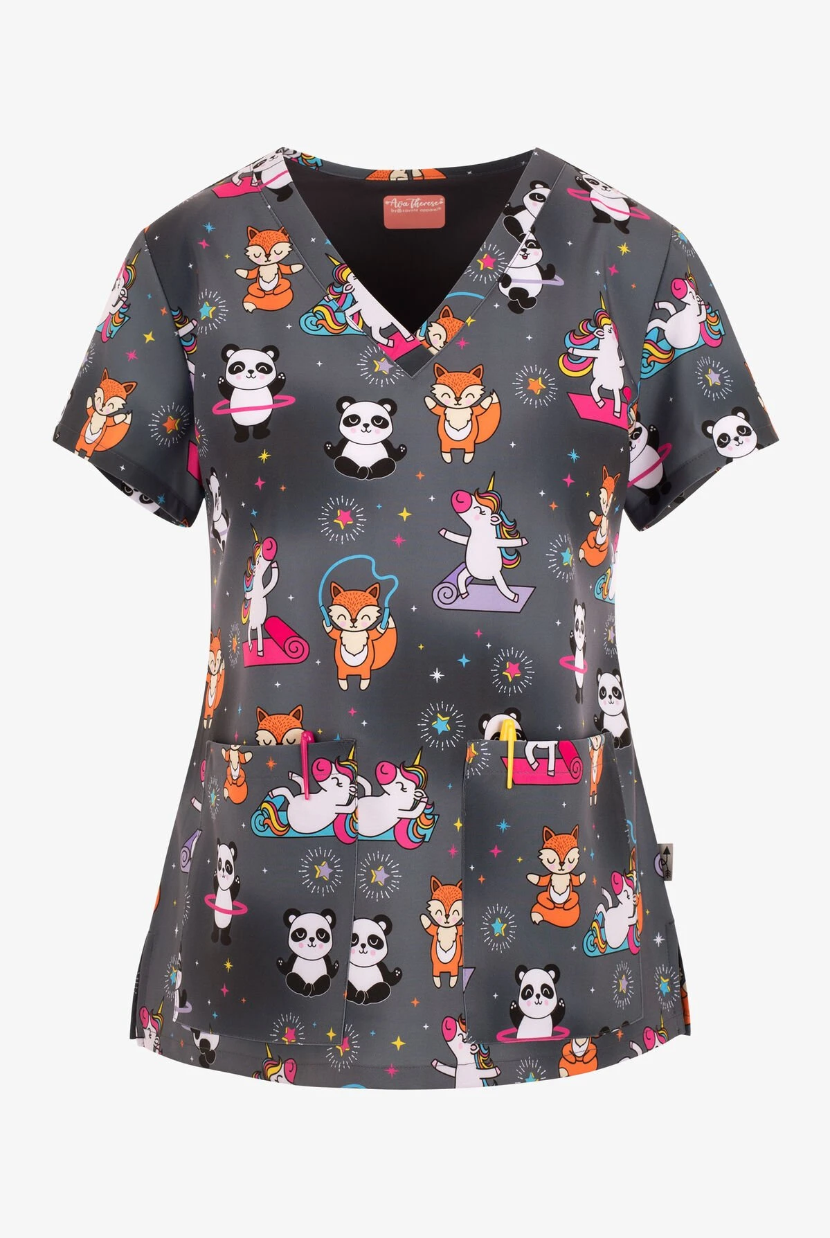 UA Exclusive Zavate Ava Therese Just Breathe Women's 2-Pocket STRETCH V-Neck Print Scrub Top 3 UA Exclusive Zavate Ava Therese Just Breathe Women's 2-Pocket STRETCH V-Neck Print Scrub Top