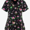 Zavate Ava Therese One In A Melon Sea Life Women's 2-Pocket STRETCH V-Neck Print Scrub Top -Cherokee Shop Z1054ONML 1
