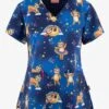 Zavate Ava Therese Unicorn Sloth Squad Women's 2-Pocket STRETCH V-Neck Print Scrub Top -Cherokee Shop Z1054SLSQ 1