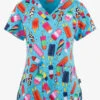 UA Exclusive Zavate Ava Therese Stay Chill Popsicles Women's 2-Pocket STRETCH V-Neck Print Top -Cherokee Shop Z1054STC 1