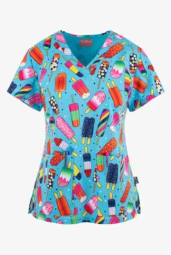 UA Exclusive Zavate Ava Therese Stay Chill Popsicles Women's 2-Pocket STRETCH V-Neck Print Top