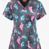 UA Exclusive Zavate Ava Therese Vitamin Sea Dolphins Women's 2-Pocket STRETCH V-Neck Print Top -Cherokee Shop Z1054VTS 100523 1