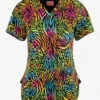 Zavate Ava Therese Bold Moves Animal Women's 2-Pocket STRETCH V-Neck Print Scrub Top -Cherokee Shop Z1102BDMV 1