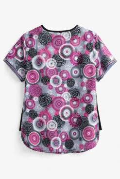 Zavate Ava Therese Raspberry Splash Mary Women's 2-Pocket V-Neck Print Scrub Top -Cherokee Shop Z1102RSS 2