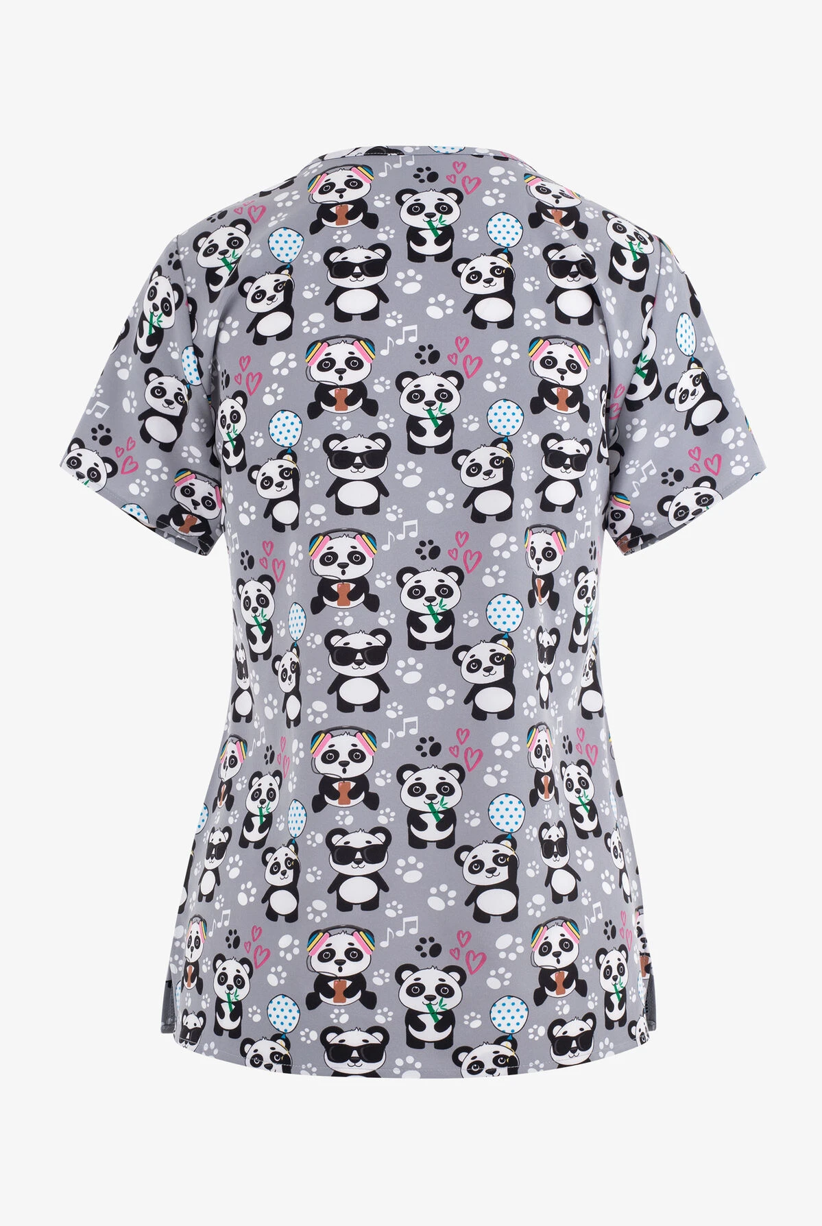 Zoe & Chloe Panda Jams Women's 2-Pocket STRETCH V-Neck Print ScrubTop 4 Zoe & Chloe Panda Jams Women's 2-Pocket STRETCH V-Neck Print ScrubTop - Image 2