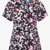 Zoe & Chloe Pink Flight Awareness Women's 2-Pocket STRETCH V-Neck Print Scrub Top