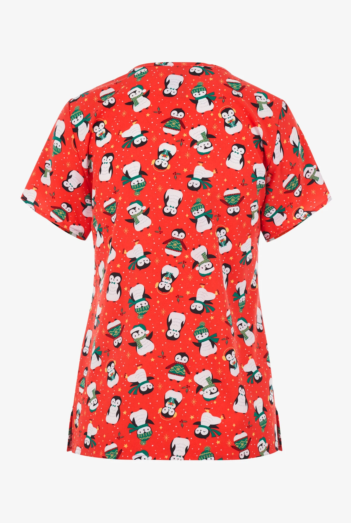 Zoe & Chloe Waddle Wish Women's 2-Pocket STRETCH V-Neck Print Scrub Top 4 Zoe & Chloe Waddle Wish Women's 2-Pocket STRETCH V-Neck Print Scrub Top - Image 2