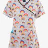Zoe & Chloe Double Rainbow Women's 3-Pocket STRETCH Mock Wrap Print Scrub Top -Cherokee Shop ZC173DBRB 092223 1