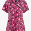Zoe & Chloe Sugar Boo Ghosts Women's 3-Pocket STRETCH Mock Wrap Print Scrub Top -Cherokee Shop ZC173SGBO 100523 1