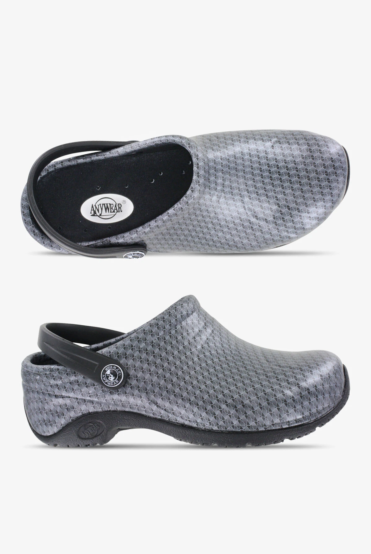 Anywear Unisex Zone Black/Silver Nursing Clogs 3 Anywear Unisex Zone Black/Silver Nursing Clogs